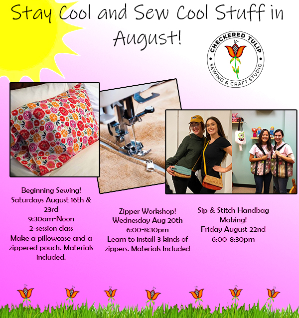 Beginning Sewing, Zipper Workshop, Sip & Stitch Handbag Making